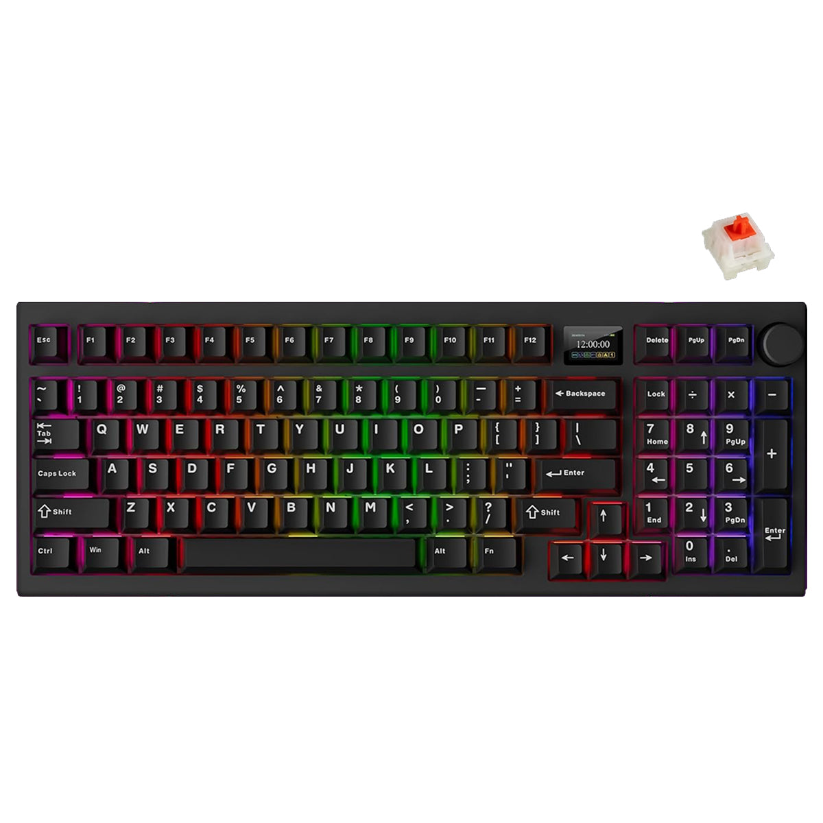 Tecware Spectre 96 RGB Tri-Mode 96-Key Gasket Mounted Mechanical Keyboard with Customizable LCD Display & Volume Knob (Black)