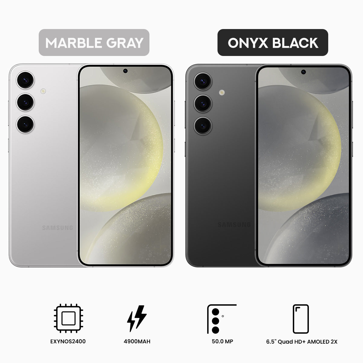 Samsung Galaxy S24+ SM-S926B/Ds | 512GB+12GB RAM | 5G/4G/3G/2G + Wi-fi + Bluetooth | 6.7" QHD + (3120x1440) Dynamic Amoled 2X | Android 14 | Exynos2400 | 50MP + 12MP | 4900mAh (Marble Gray, Onyx Black)
