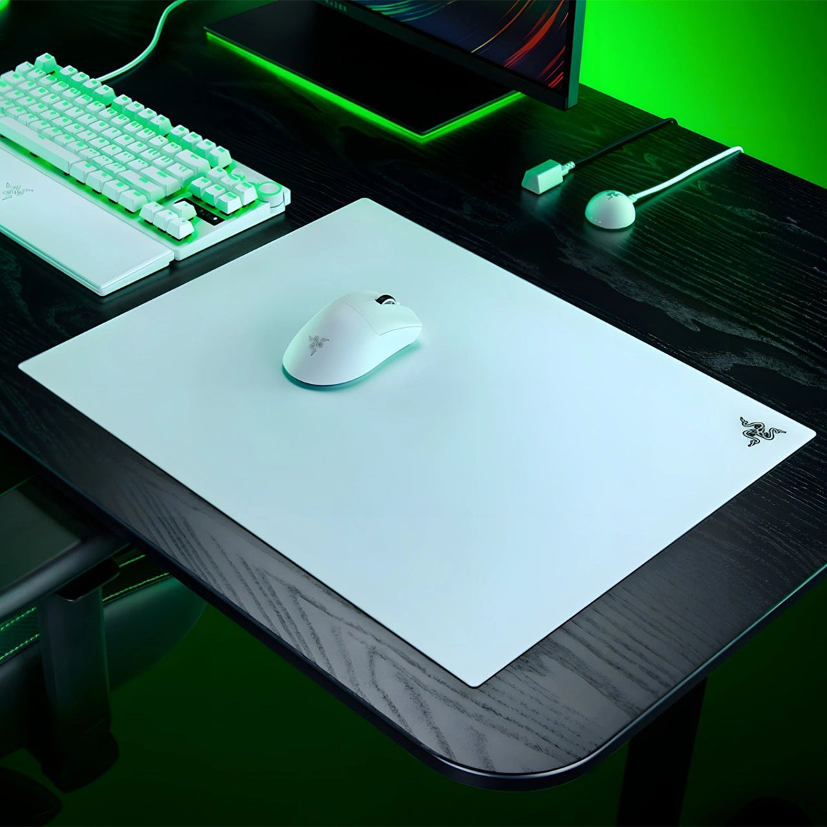 Razer Atlas Pro Ultra-Thin Premium Tempered Glass Gaming Mouse Mat (White)