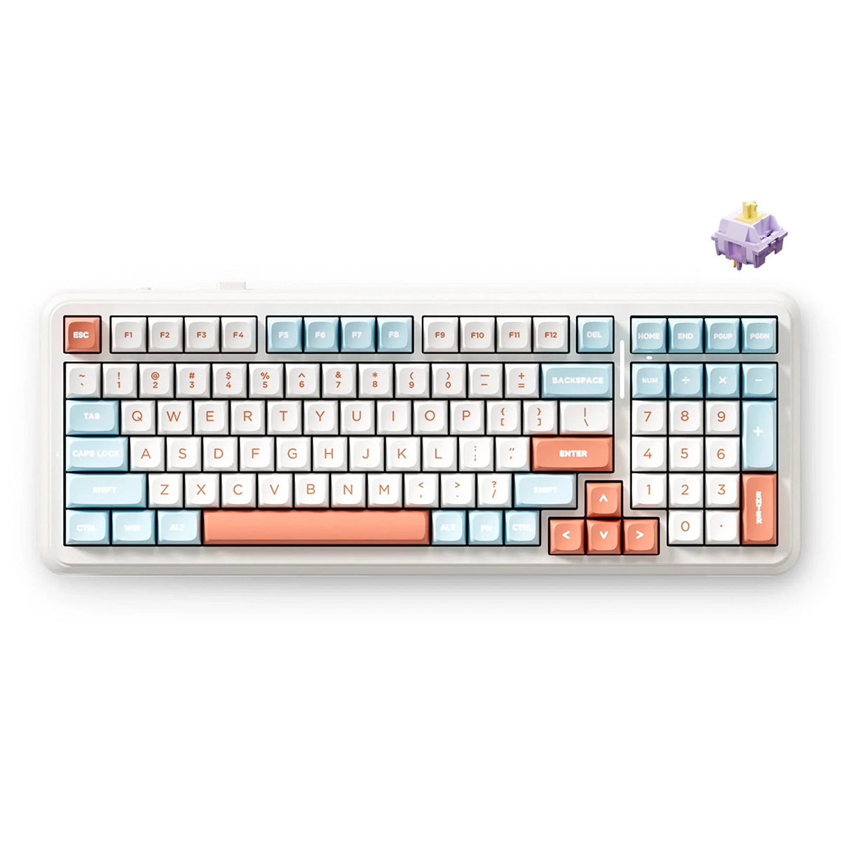 MCHOSE K99 V2 RGB Tri-Mode Hot-Swappable Mechanical Keyboard (Horizon Orange) (Hyacinth Purple Switch)