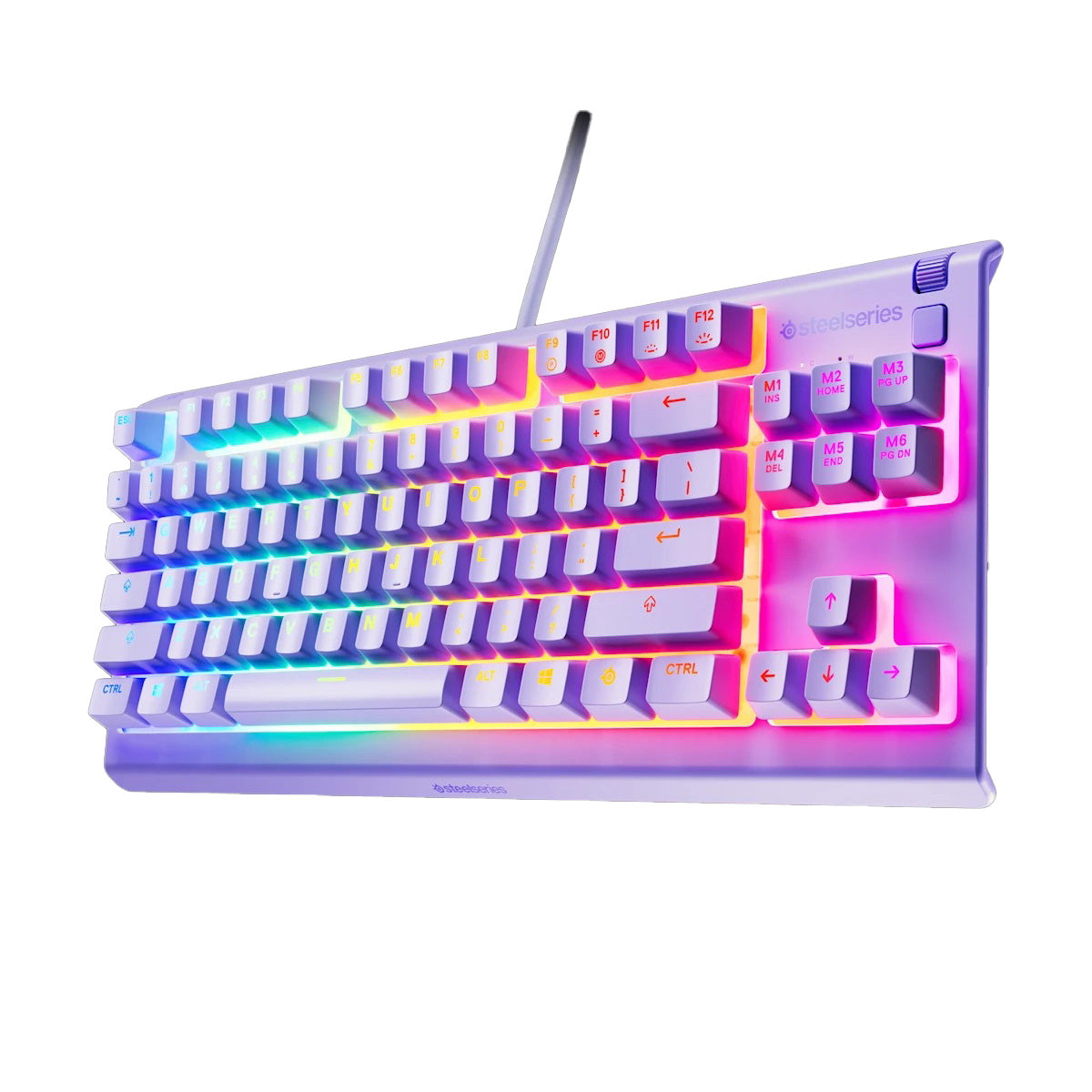 SteelSeries Apex 3 TKL RGB Water & Dust Resistant Whisper Quiet Switches Gaming Keyboard (Lavender)