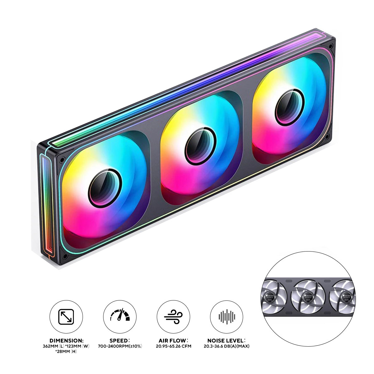 Jonsbo ZB-360B 360mm ARGB Infinity Mirror Series Fan (Black)