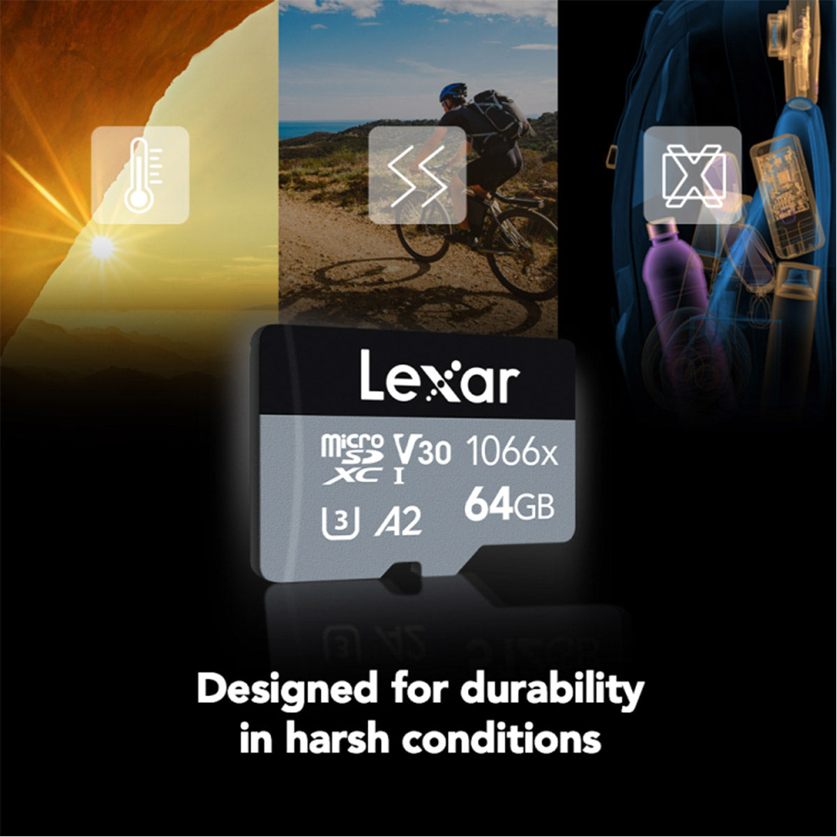 Lexar Professional 1066x 64GB microSDXC UHS-I 10 U3 V30 A2 160MB/s Read Memory Card SILVER Series (LMS1066064G-BNANG)
