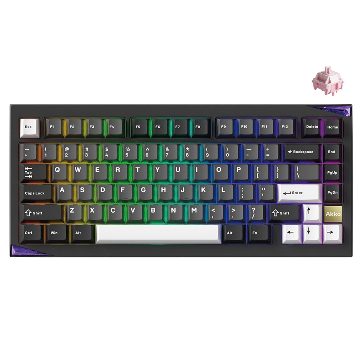 Akko Mineral 01 VIA Black & Silver Aluminum Curved Design Case Multi-Mode RGB Hot-Swappable Mechanical Keyboard