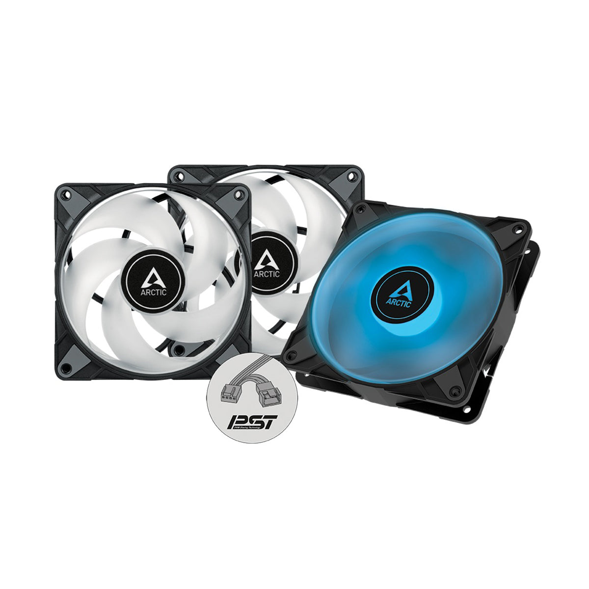 Arctic P12 PWM PST RGB 0dB 120mm PWM 3-Pack Fan without Controller (Black) (ACFAN00230A)
