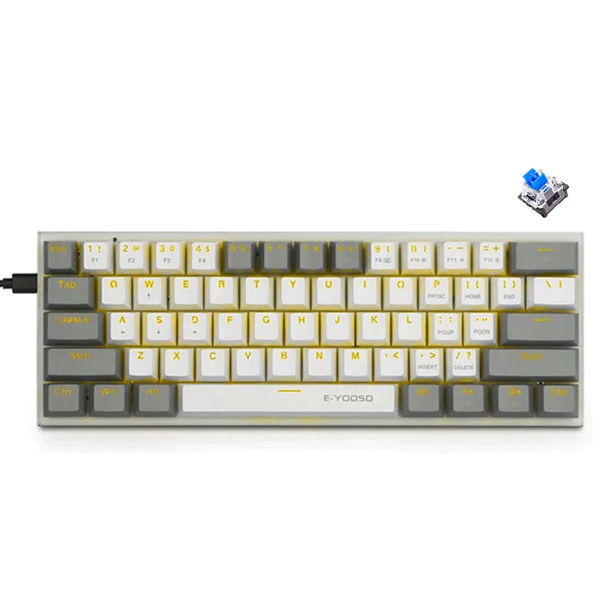 E-Yooso Z-11 RGB 61 Keys Hot-Swappable Mechanical Keyboard White/Grey (Blue Switch)
