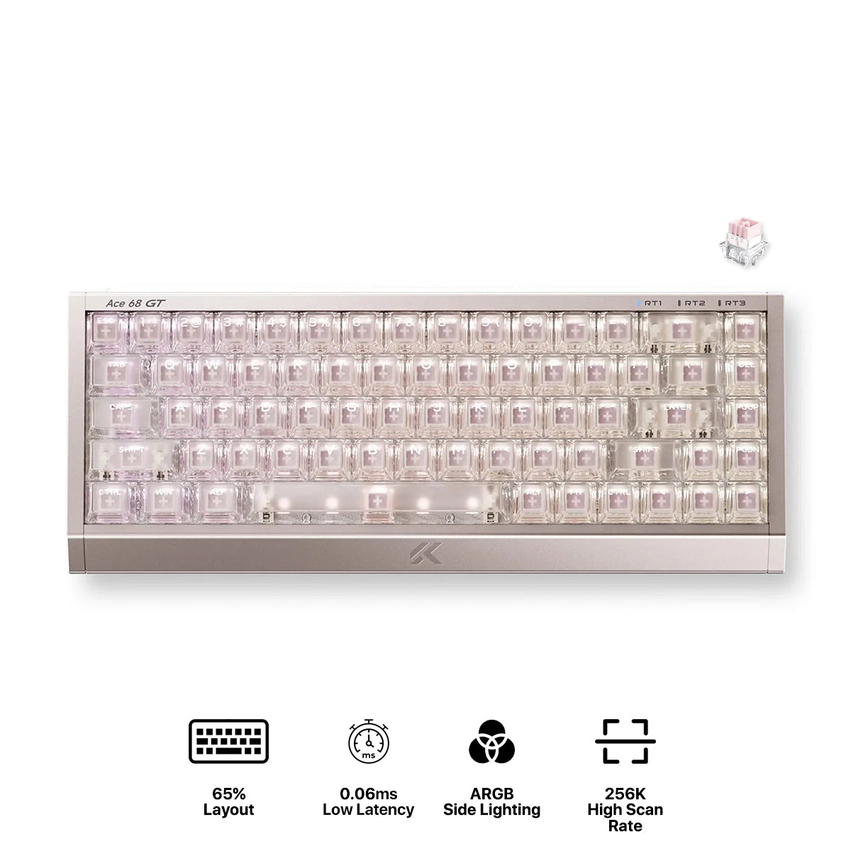 MCHOSE Ace 68 GT RGB Hot-Swappable Gaming Keyboard (Light Gold Powder)