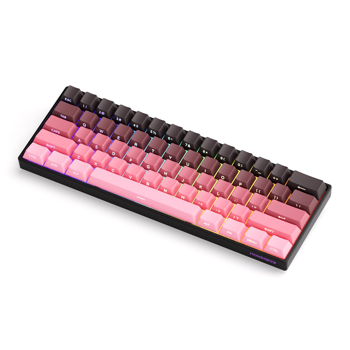 MonsGeek FUN60 Pro SP Shine-Through Black & Pink Gradient Multi-Mode RGB Mechanical Keyboard