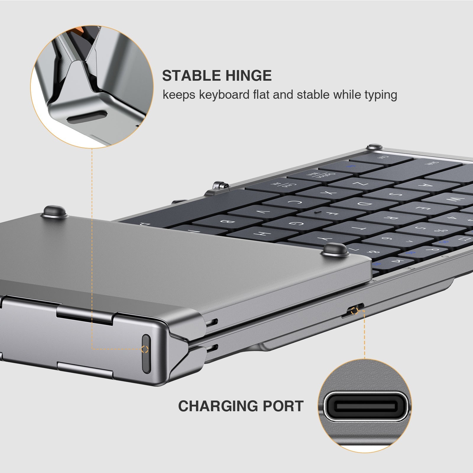 ProtoArc XK01 Foldable Full-Size Bluetooth Keyboard (Space Grey)