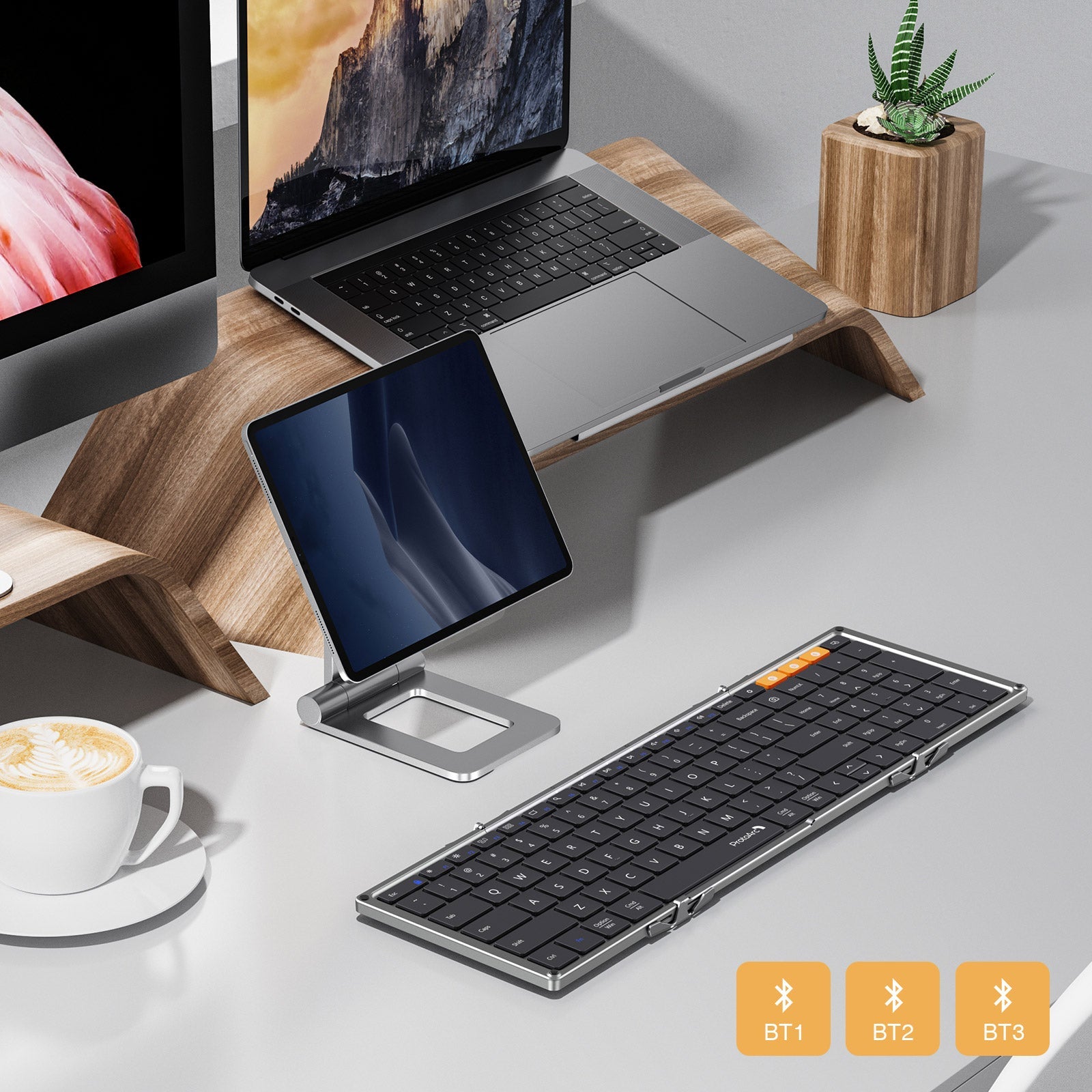 ProtoArc XK01 Foldable Full-Size Bluetooth Keyboard (Space Grey)