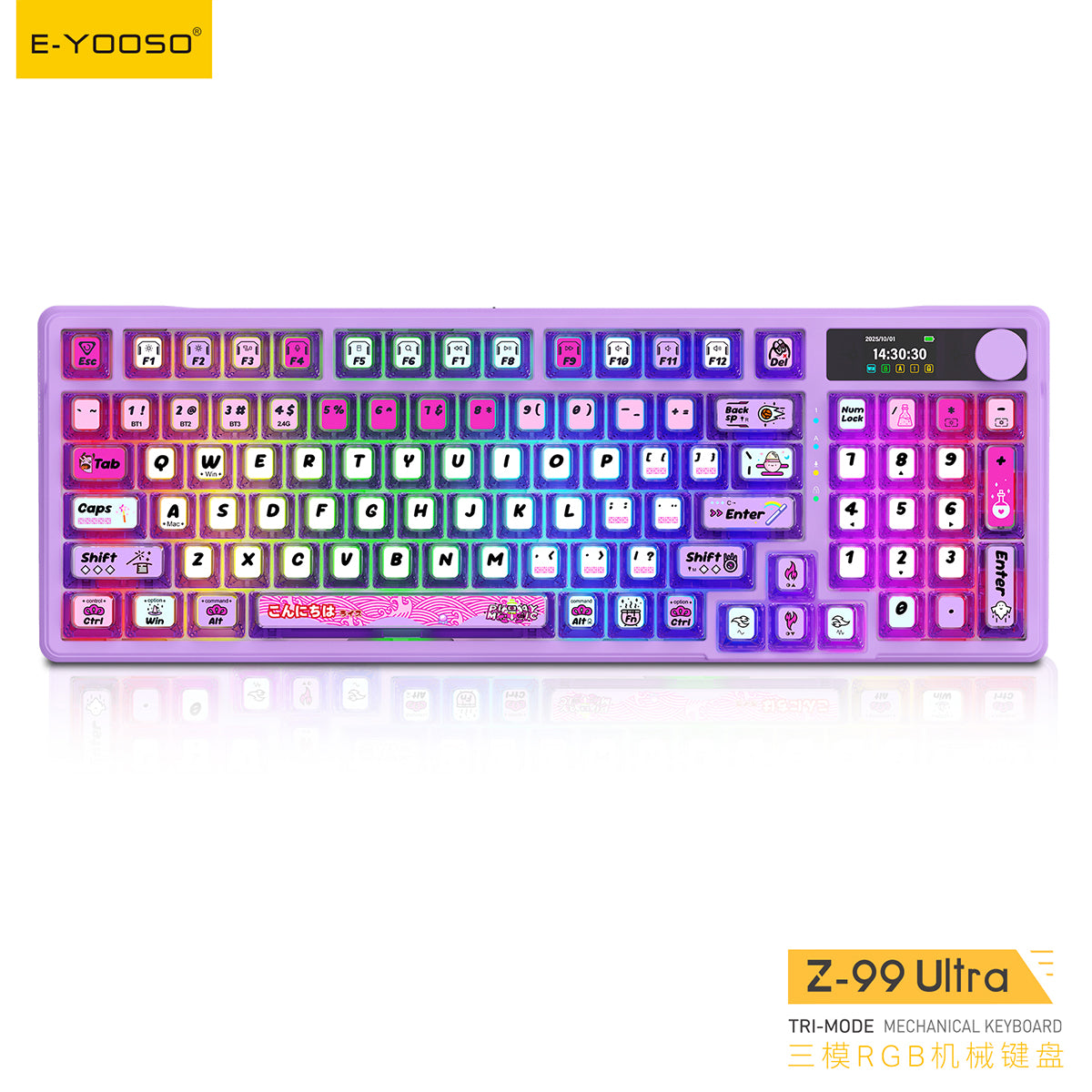 E-Yooso Z-99 Ultra RGB Tri-Mode Mechanical Keyboard Transparent Purple | DataBlitz