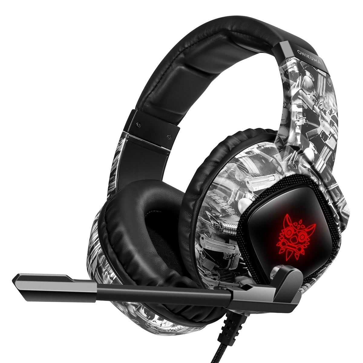 Onikuma K19 Professional Gaming Headset with RGB Led Backlight (Camo Grey, Camo White)