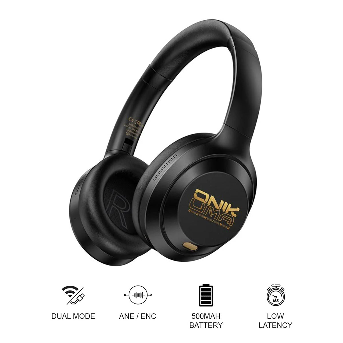 Onikuma GT811 Wireless Gaming Headset with Noise Cancellation (Black)