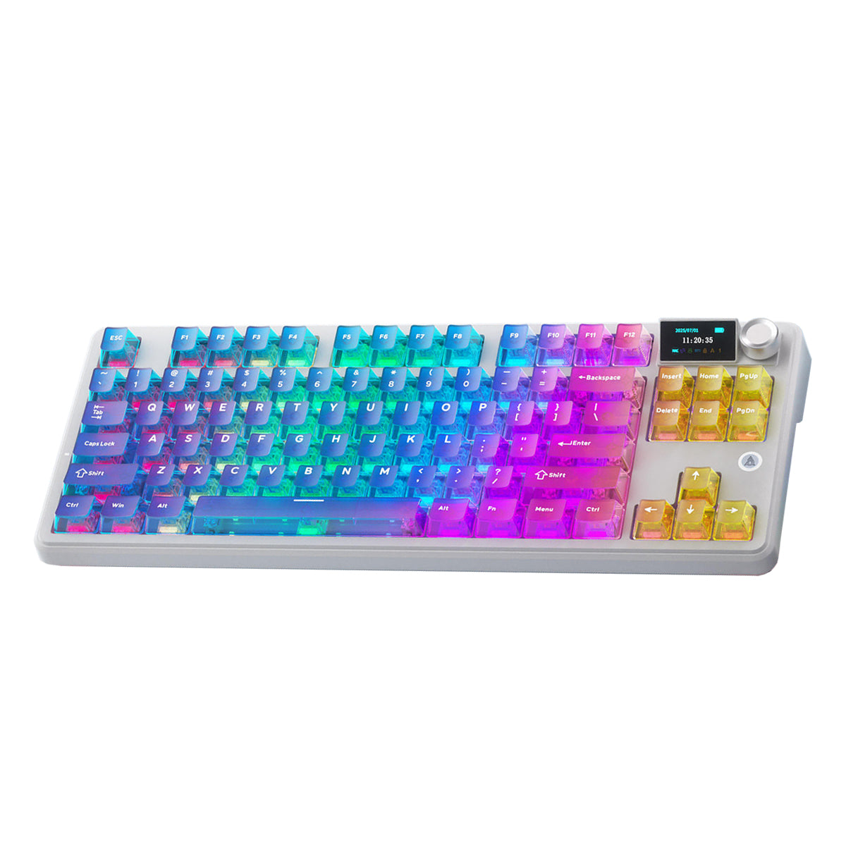 Ajazz MK87 Pro RGB Tri-Mode Mechanical Keyboard (Transparent Gradient Blue-Purple Pink-Orange)