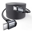 JSAUX Side Right Angle 100W USB-C to USB-C Braided Nylon Cable 10ft (Grey) (CC0034A)