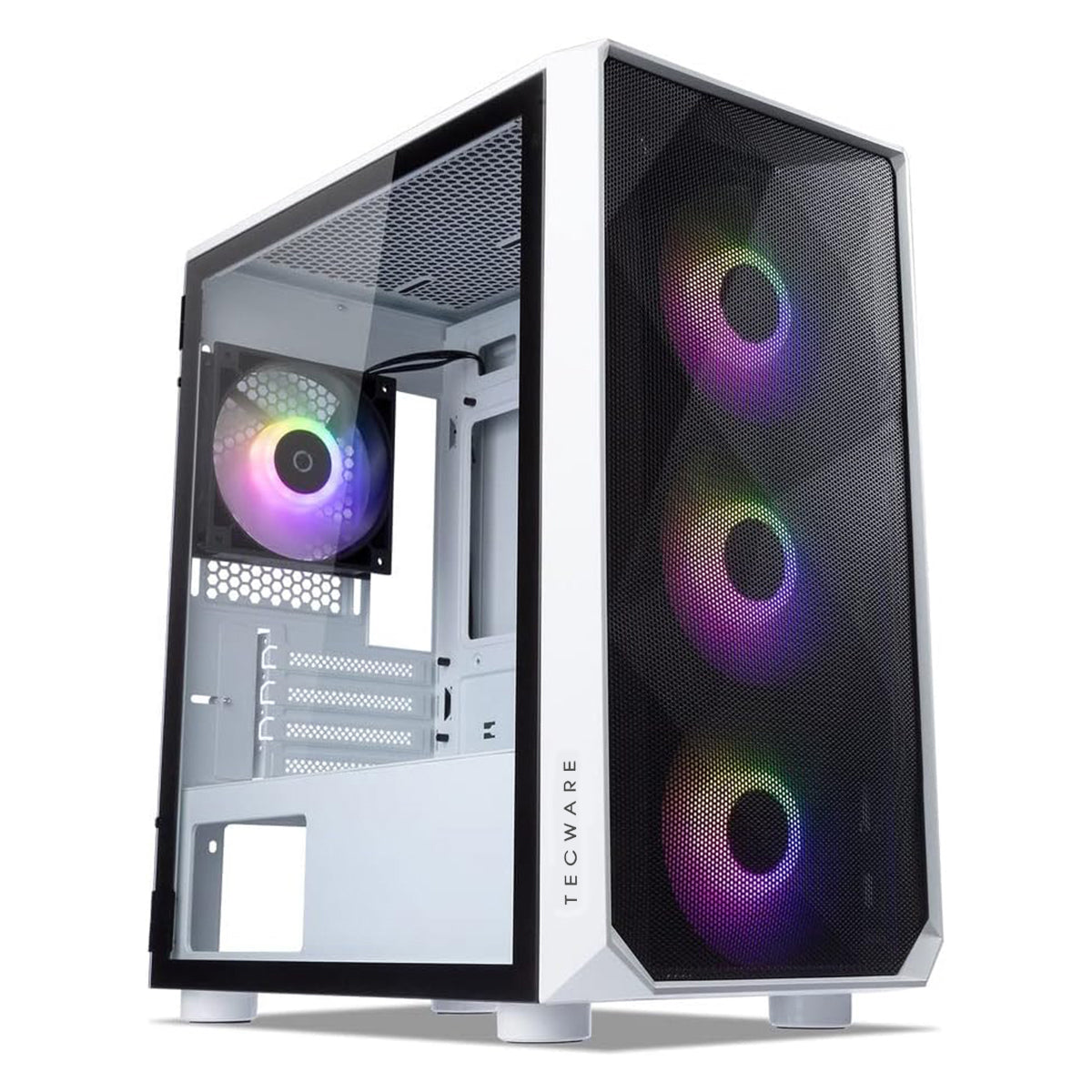 Tecware Forge M Omni Link Mesh Front /TG Side Panel High Airflow PC Case (Black, White)