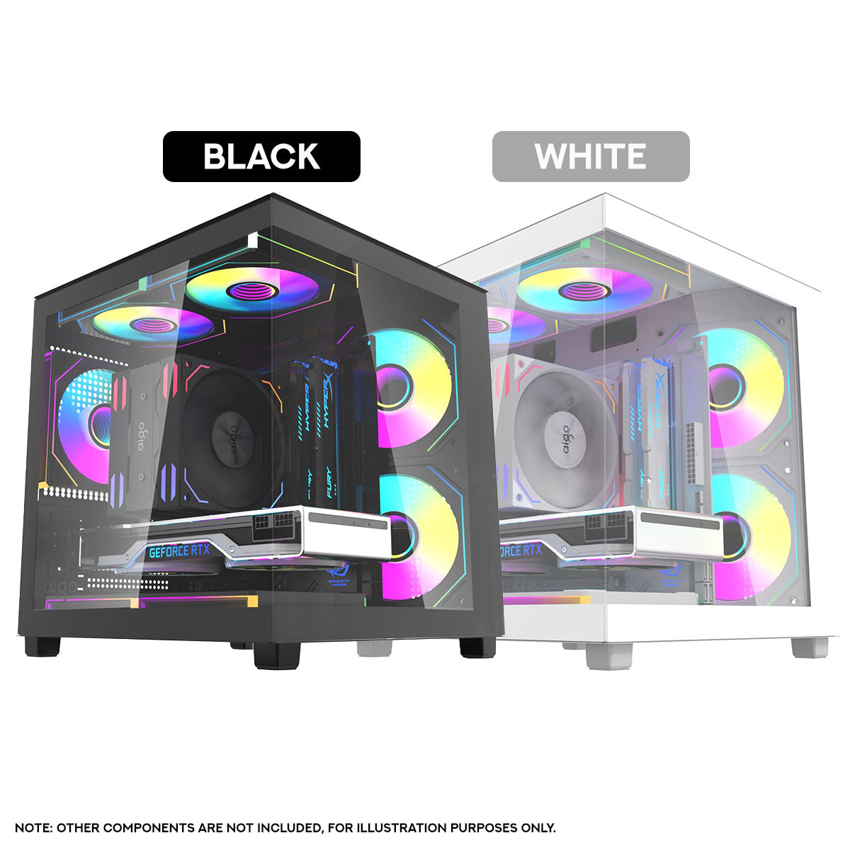 Aigo Apollo A275 Panoramic Glass M-ATX PC Case (Black, White)