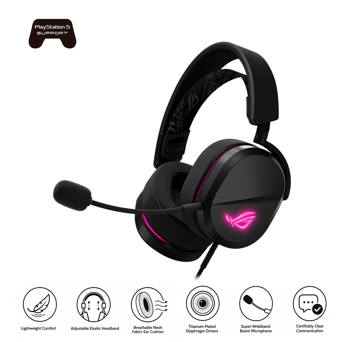 ASUS ROG Pelta Core USB-C Wired Gaming Headset (Black) (A502)