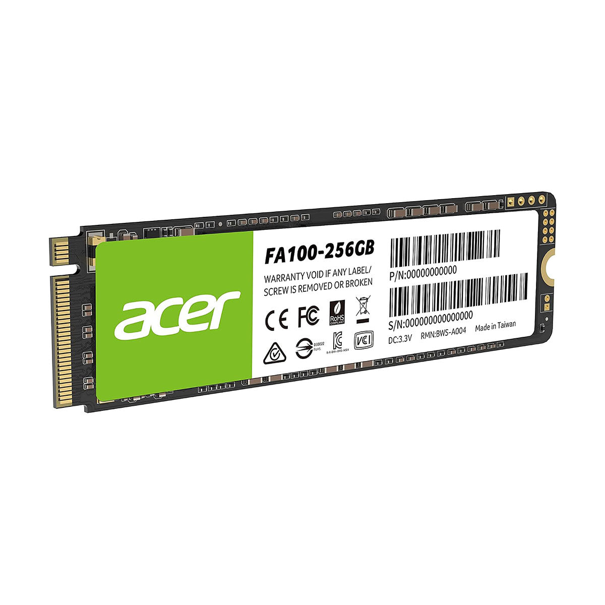 Acer FA100 256GB M.2 3300MB/s Read PCIe Gen3 x4 NVMe SSD (BL.9BWWA.118)