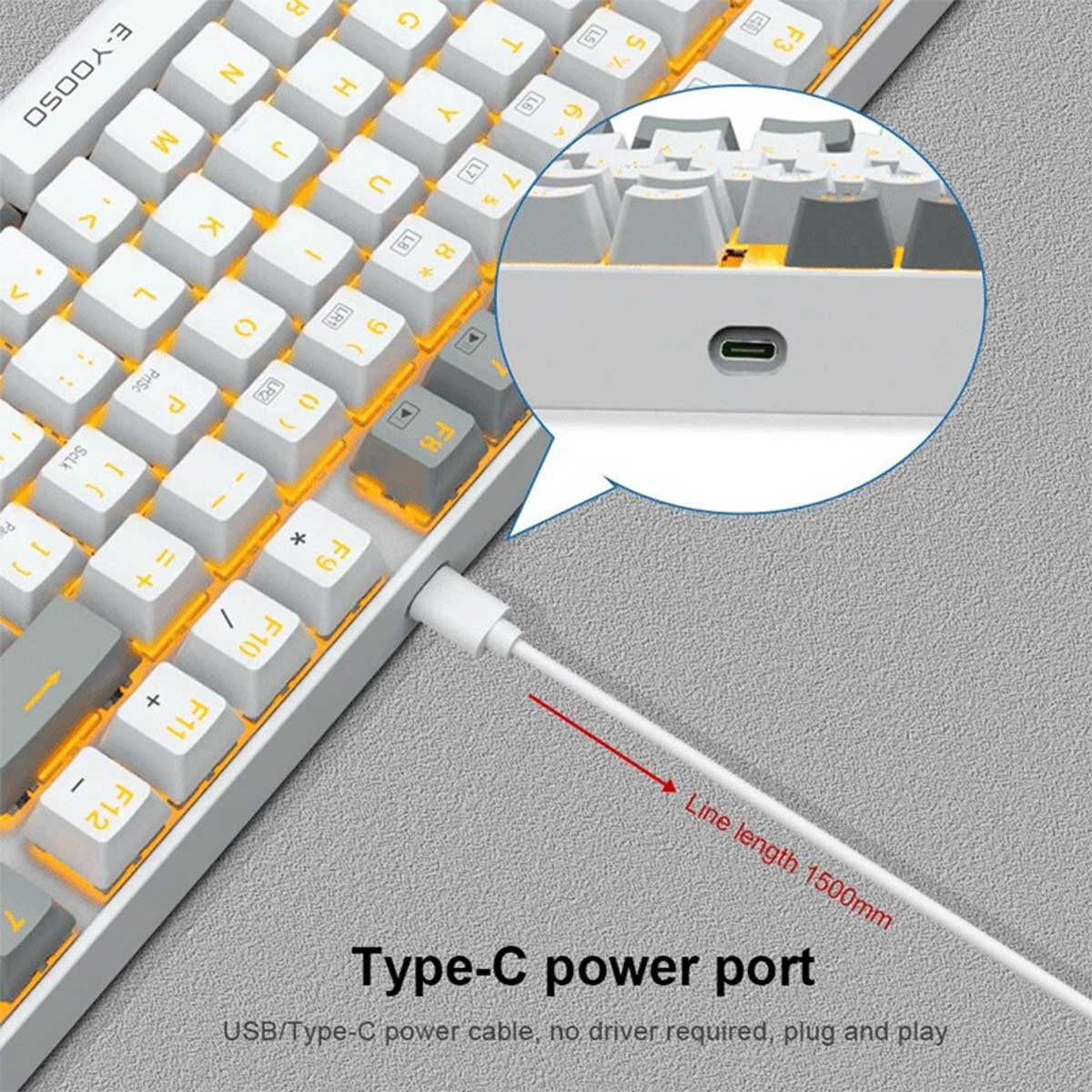 E-Yooso Z-13 Single Light 89 Keys Mechanical Keyboard White/Green (Blue Switch)