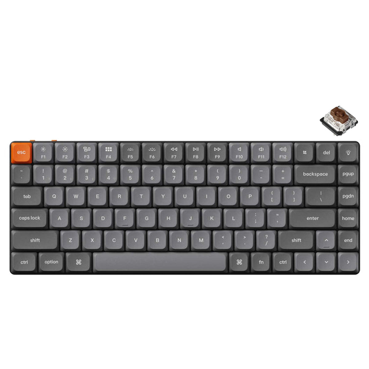 Keychron K3 Max QMK/Via RGB Backlit Hot-Swappable Compact Wireless Custom Mechanical Keyboard - Black/Grey (Low Profile Gateron Mechanical Brown Switch) (K3M-H3)