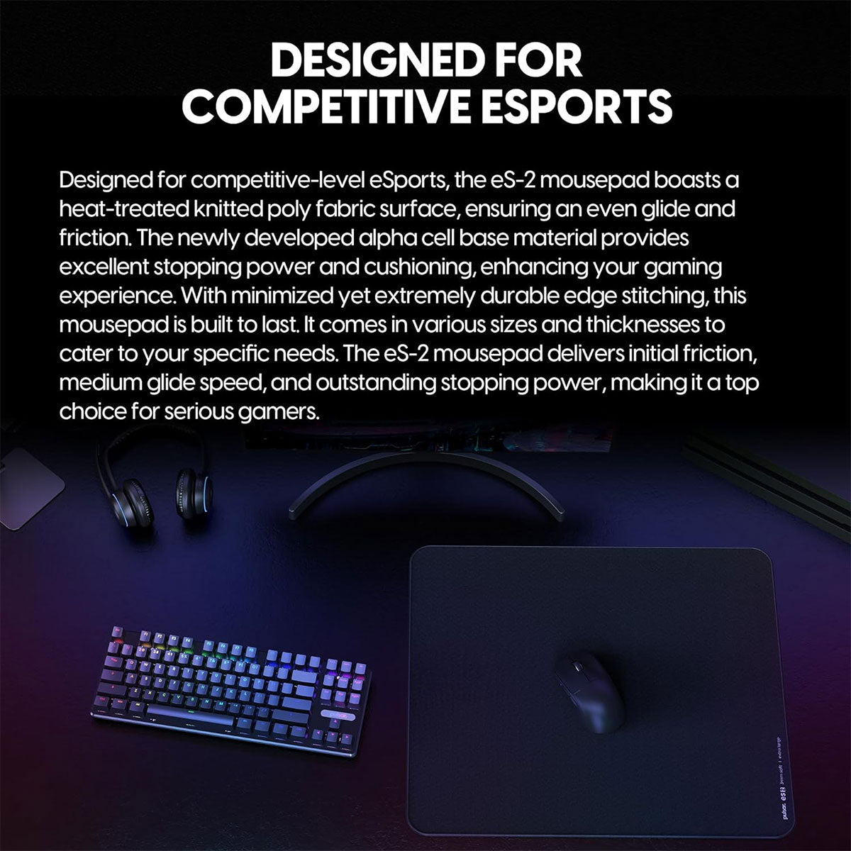 Pulsar ES2 ESport Mousepad XL (Black) (PES23XLB)