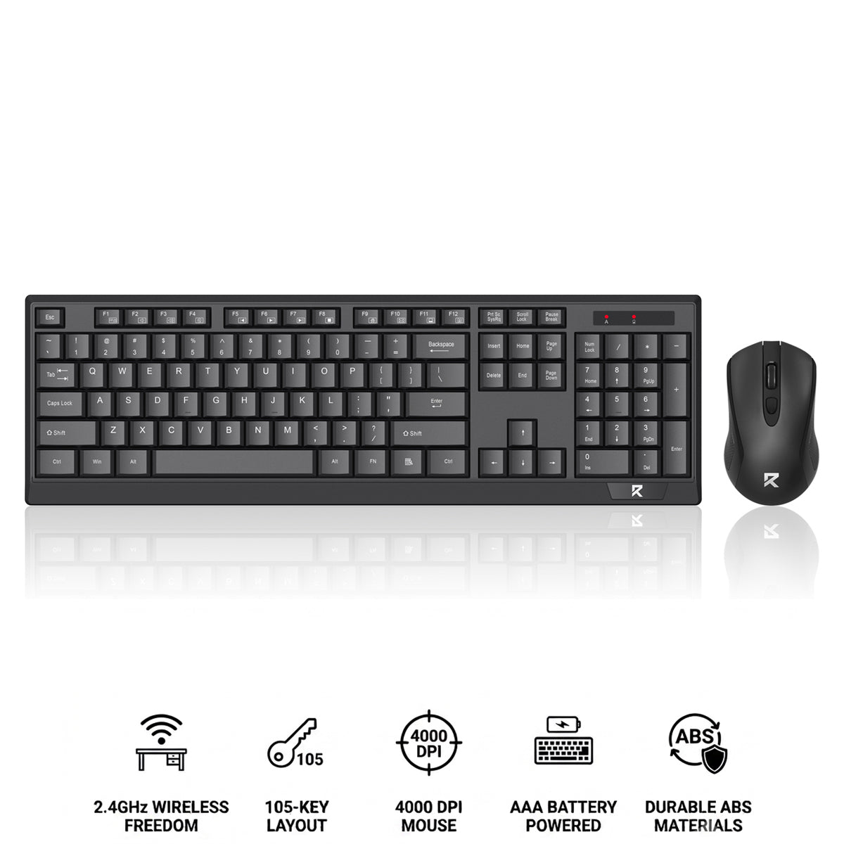 Redragon BS-8343A 2.4G Wireless Keyboard & Mouse Bundle (Black)