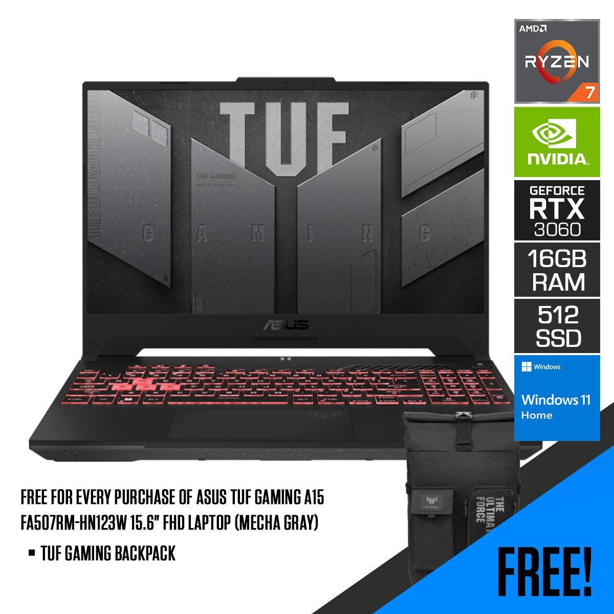 ASUS TUF Gaming A15 FA507RM-HN123W Laptop (Mecha Gray) | 15.6" FHD | 16GB DDR5 | 512GB SSD | RTX™ 3060 | Windows 11 Home | TUF Gaming Backpack - DataBlitz