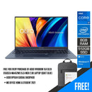 Asus Vivobook 15X OLED X1503ZA-MA452WS 15.6-INCH 2.8K Laptop (Quiet Blue) | 15.6" OLED | i7-12700H | 8GB DDR4 | 512GB SSD | Intel UHD | Windows 11 | MS Office Home & Student 2021 + Asus BP1504 Casual Backpack - DataBlitz