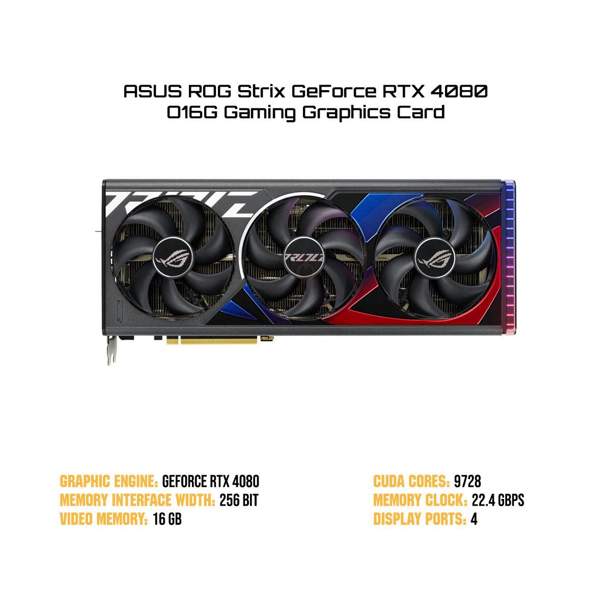 ASUS ROG Strix GeForce RTX 4080 Graphics Card, 16GB GDDR6X 256-bit Memory,  2505 MHz Boost