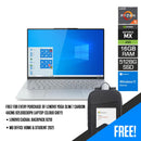 Lenovo Yoga Slim 7 Carbon 14ACN6 82L0003DPH Laptop (Cloud Grey) | 14”  2.8K Oled | Ryzen 5 5600U | 16 GB DDR4 | 512 GB SSD | MX450 | Windows 11 Home | MS Office Home & Student 2021 + Lenovo Casual Backpack B210 - DataBlitz