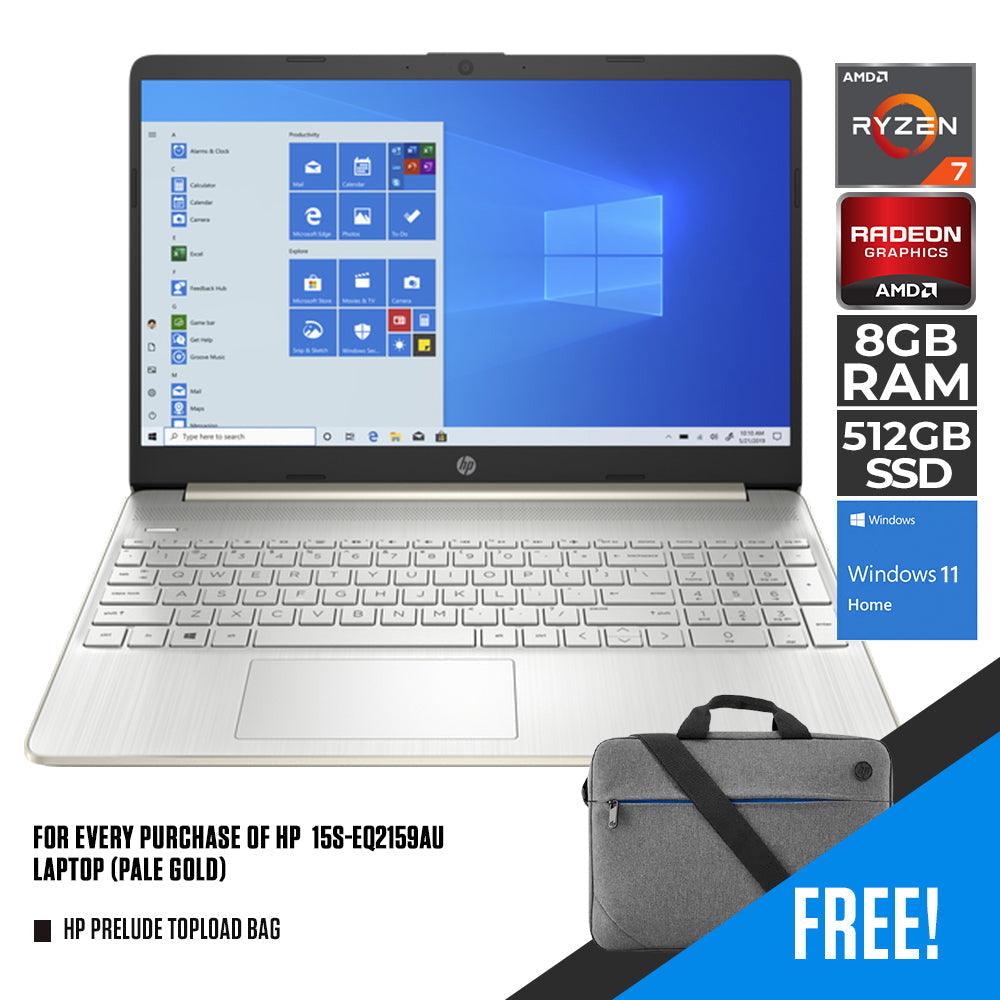 HP 15S-EQ2159AU LAPTOP (PALE GOLD) | 15.6" FHD | RYZEN 7 5700U | 8GB DDR4 | 512GB SSD | AMD RADEON | WIN11 + HP PRELUDE TOPLOAD BAG - DataBlitz