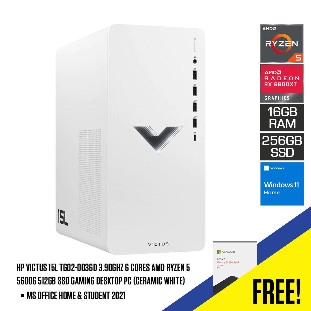 HP Victus 15L TG02-0036D 3.90GHZ 6 Cores AMD Ryzen 5 5600G 512GB SSD Gaming Desktop PC (Ceramic White) + MS Office Home & Student 2021 - DataBlitz