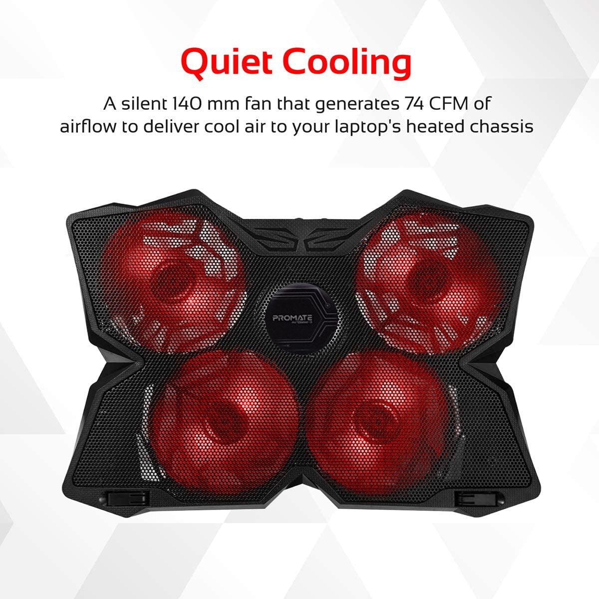 PROMATE AIRBASE-3 ERGONOMIC LAPTOP COOLING PAD WITH SILENT FAN TECHNOLOGY (BLACK) - DataBlitz