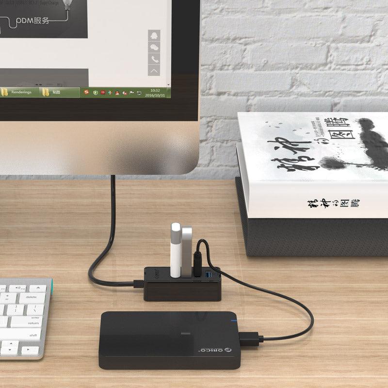 Orico W5P-U3 USB 3.0 4 Port Hub With Micro USB Power Input 30CM Cable Length (Black) - DataBlitz