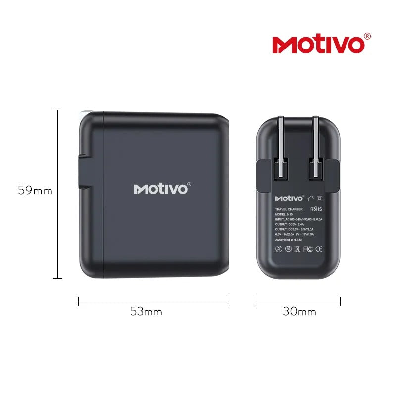 Motivo N10 Travel Adapter Charger Folding Portable Multi-Protection