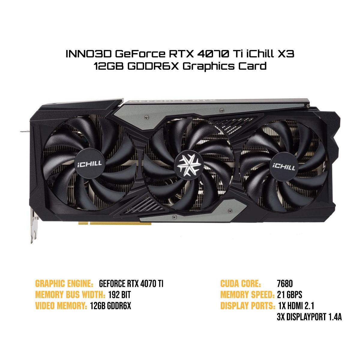 INNO3D GeForce RTX 4070 Ti iChill X3 12GB GDDR6X Graphics Card  (C407T3-126XX-186148H)