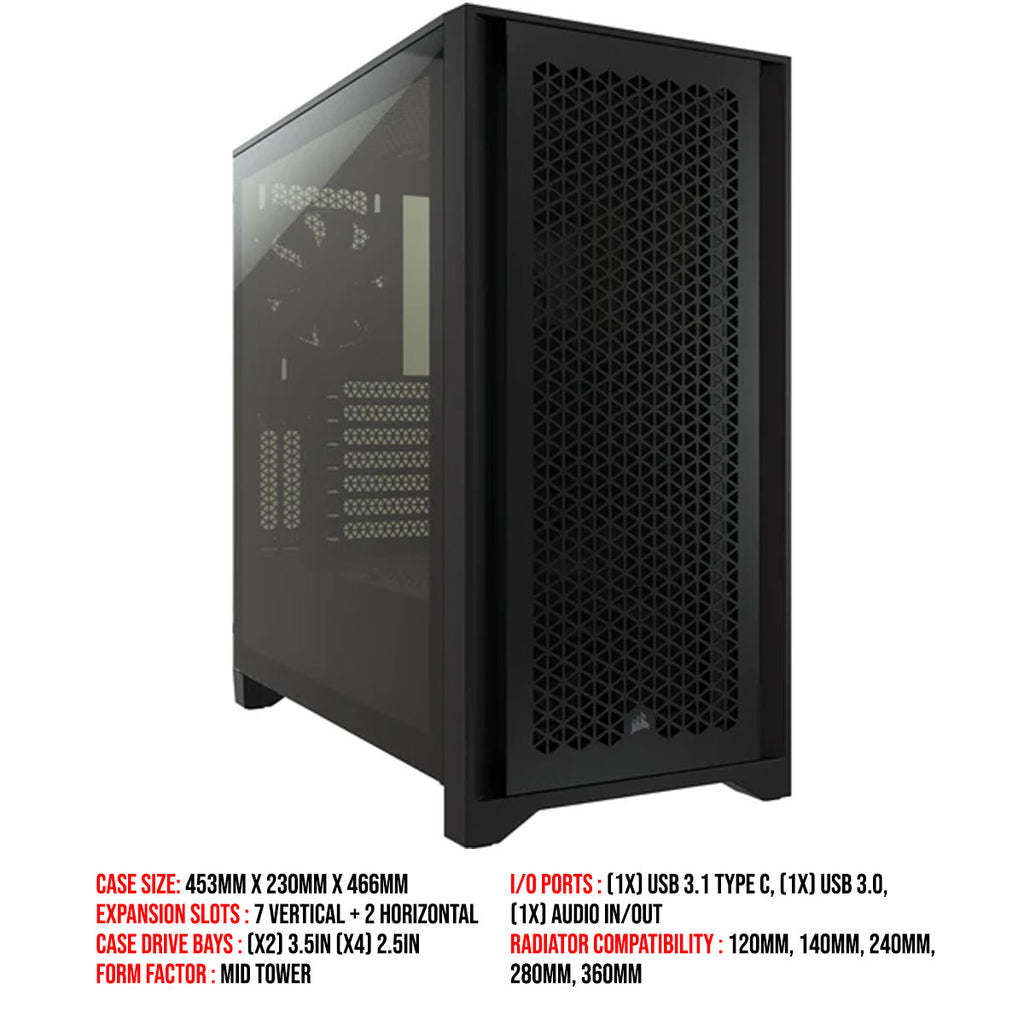 Corsair 4000D Airflow Tempered Glass Mid-Tower ATX Case (Black)
