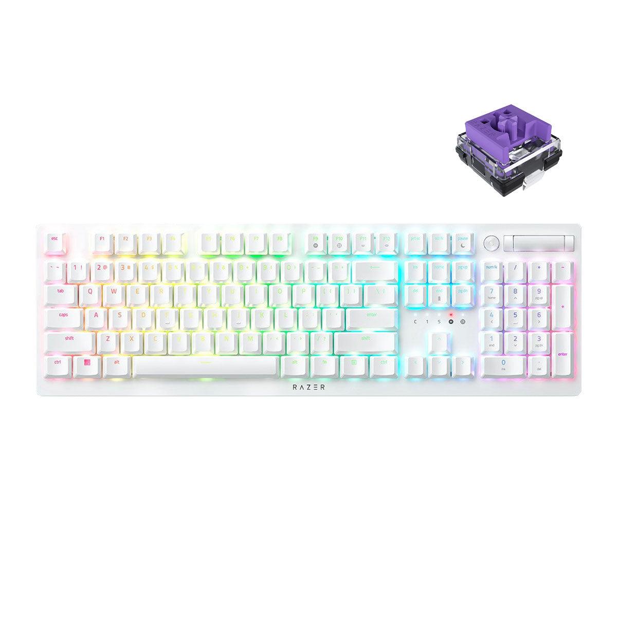 Razer Deathstalker V2 Pro Wireless Low Profile Optical Gaming Keyboard - White (Clicky Purple Switch) - DataBlitz