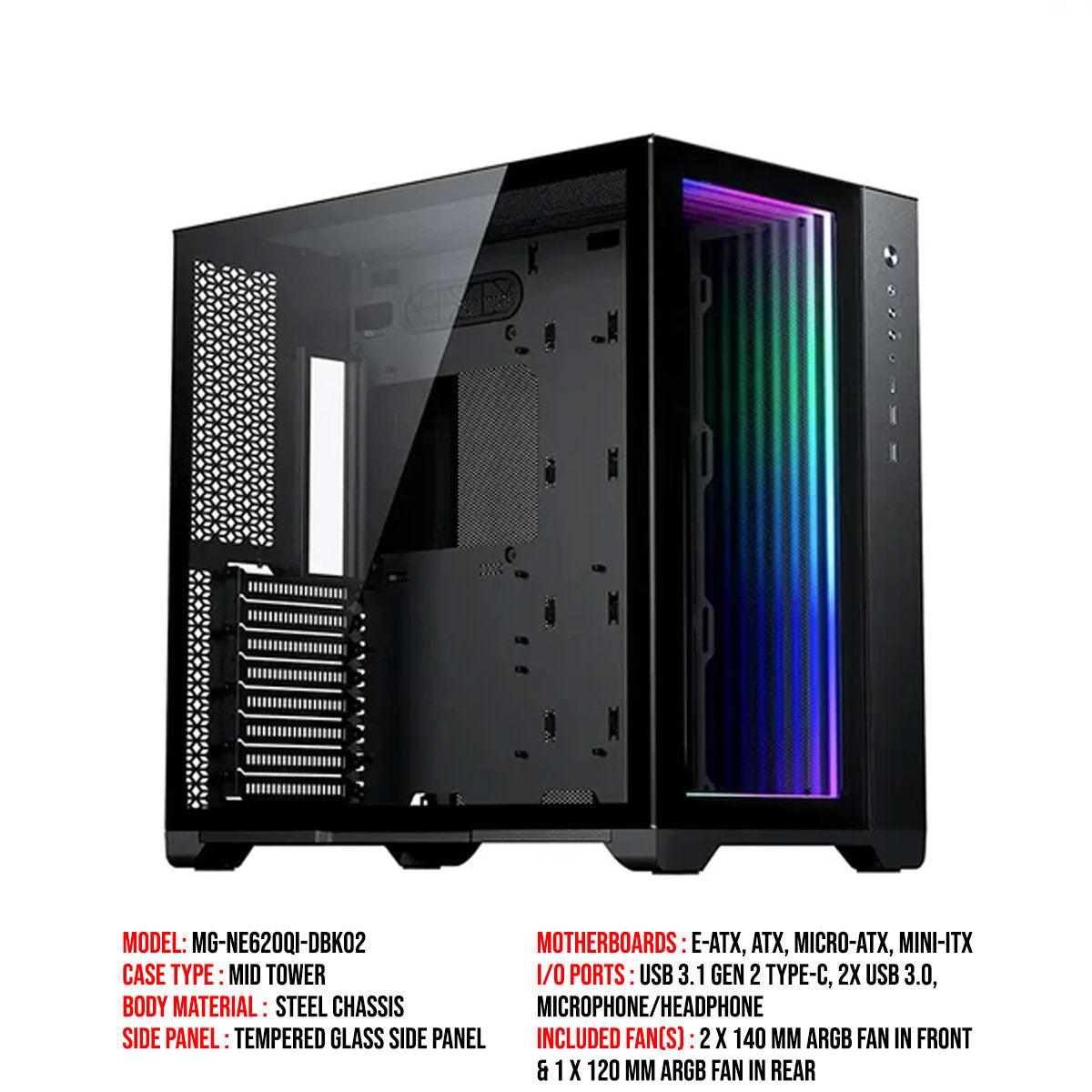 Phanteks Magniumgear Neo Qube 2 DRGB Tempered Glass Mid-Tower Case (Infinity Mirror Black) (MG-NE620QI-DBK02) - DataBlitz