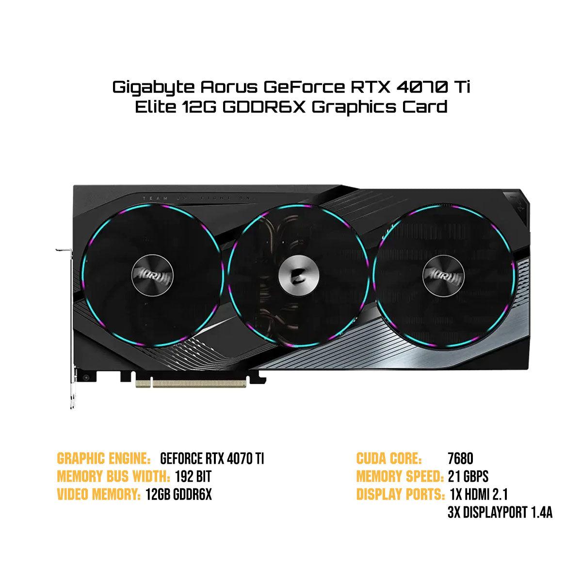 Gigabyte Aorus GeForce RTX 4070 Ti Elite 12G GDDR6X Graphics Card - DataBlitz