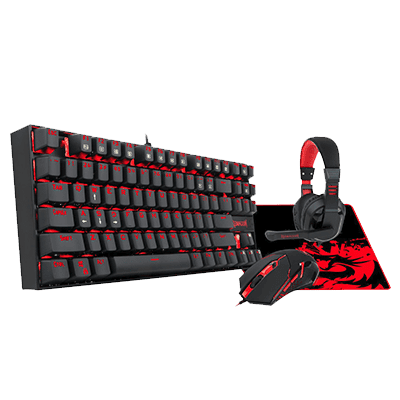 REDRAGON GAMING ESSENTIALS 4 IN 1 SET (KEYBOARD/MOUSE/MOUSEPAD/HEADSET) (K552-BB-1) - DataBlitz