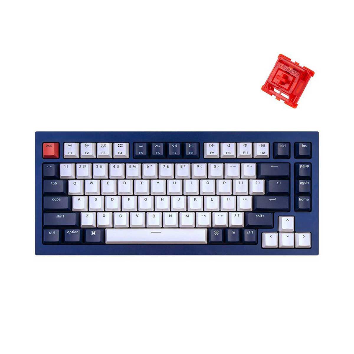 Keychron Q1 QMK Custom Mechanical Fully Assembled Navy Blue Keyboard (Gateron Phantom Red Switch) (Q1J1)