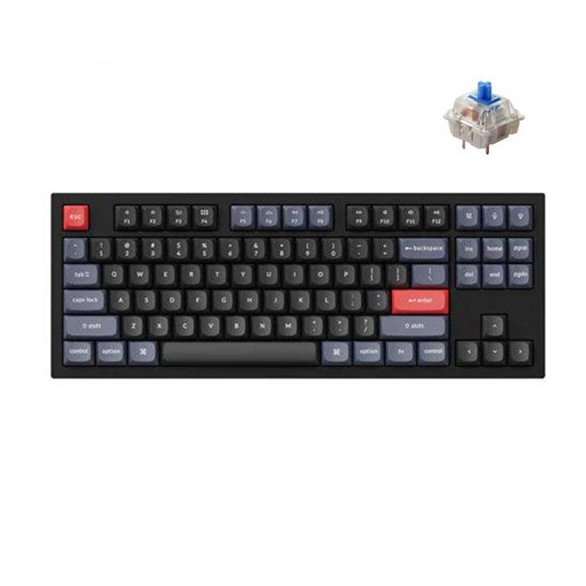 Keychron Q3 QMK Custom Mechanical Fully Assembled Carbon Black Wired Keyboard (Blue Switch) (Q3C2)