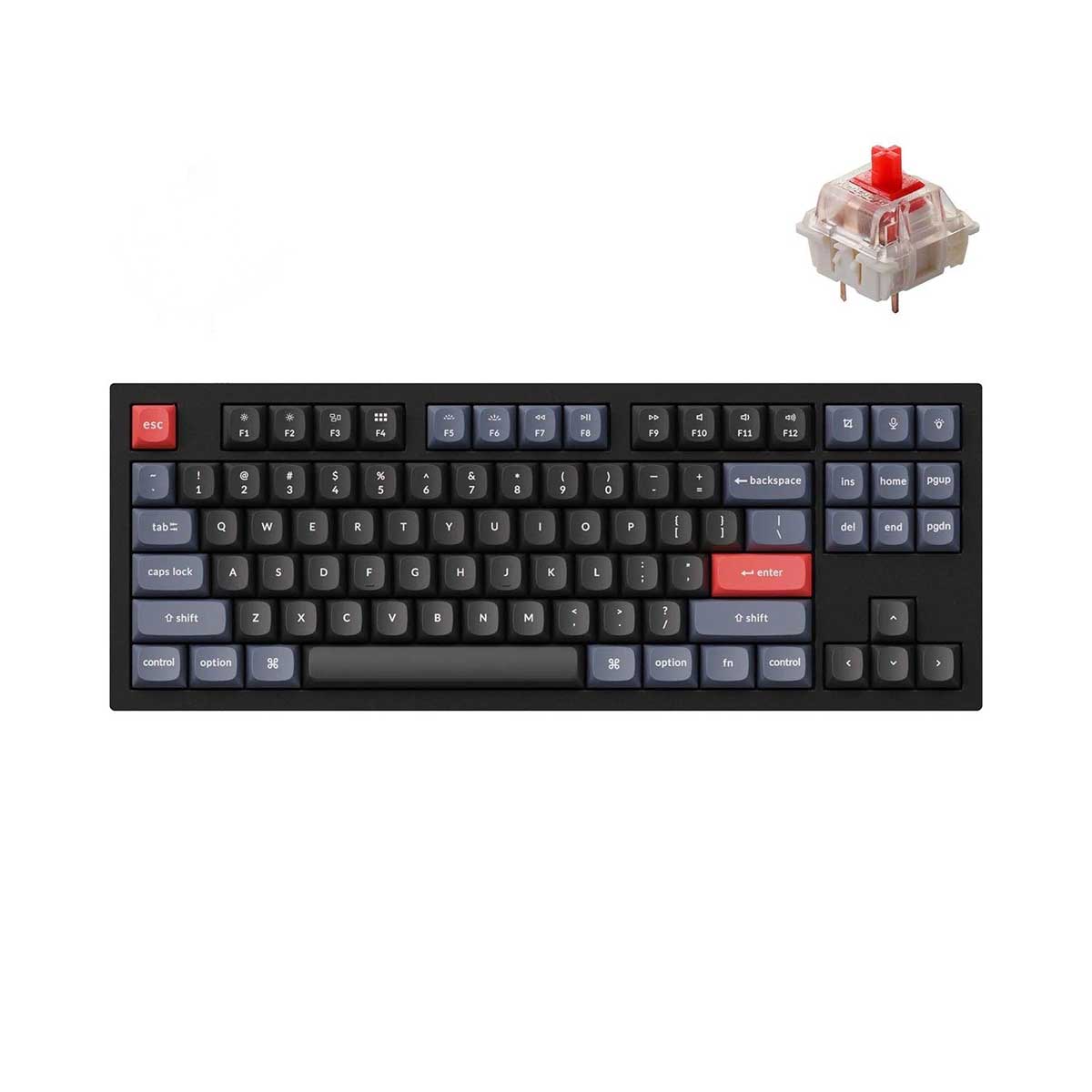 Keychron Q3 QMK Custom Mechanical Fully Assembled Carbon Black Knob Wired Keyboard (Red Switch) (Q3M1)