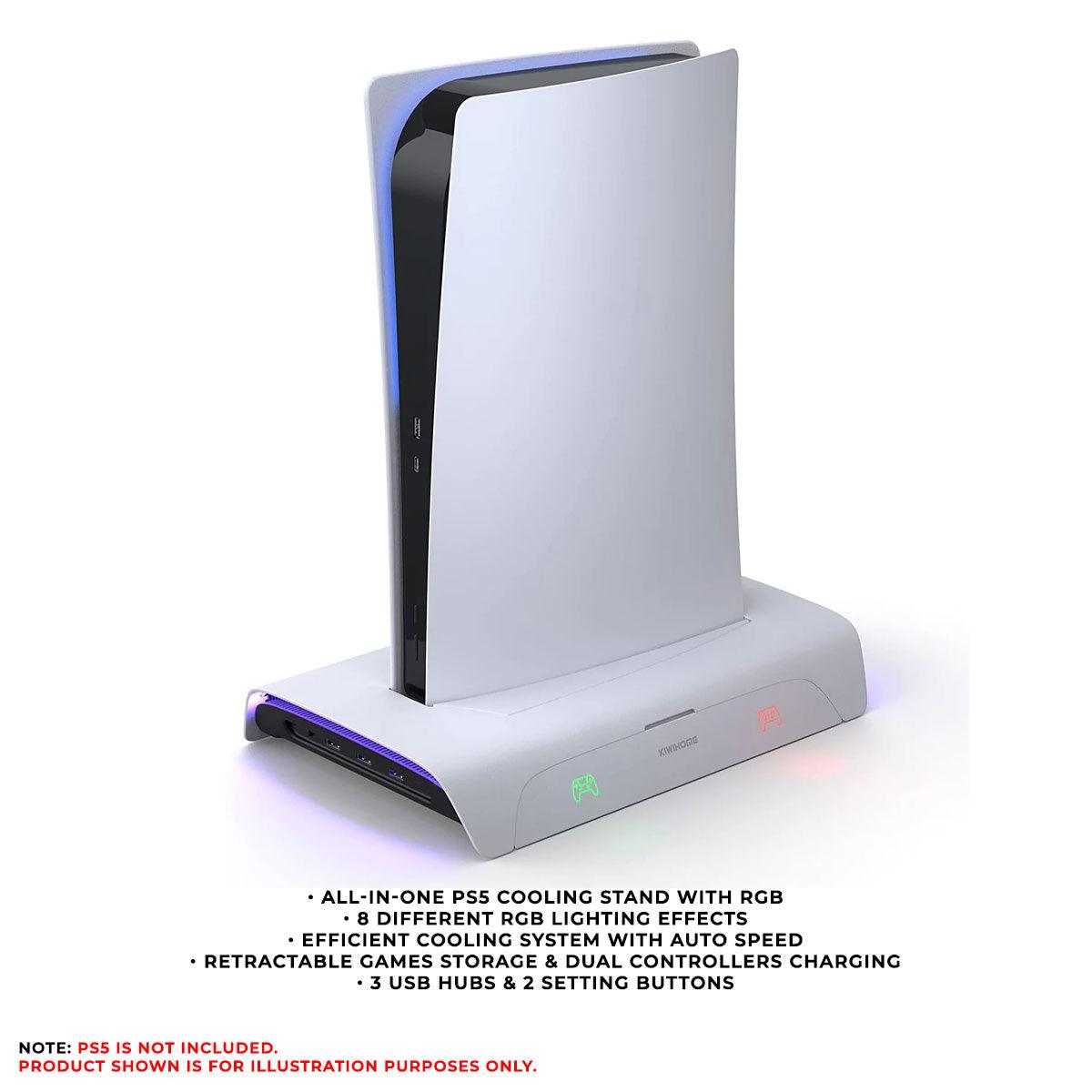 Kiwihome RGB Cooling Stand With Dual Controller Charger For PS5 (PB01/WHITE/HJT-422) - DataBlitz