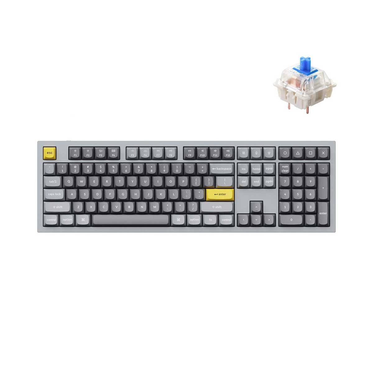 Keychron Q6 QMK Custom Mechanical Fully Assembled Swappable RGB Backlight Keyboard - Silver Grey (Gateron G Pro Blue Switch) (Q6D2)