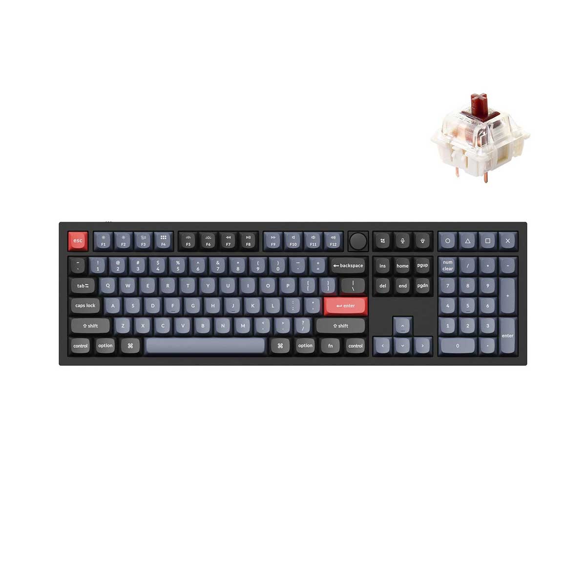 Keychron Q6 QMK Custom Mechanical Knob Version Swappable RGB Backlight Keyboard - Carbon Black (Gateron G Pro Brown Switch) (Q6M3)