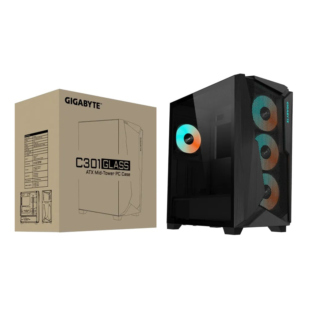 Gigabyte C301G Tempered Glass RGB ATX Mid-Tower PC Case (GB-C301G)