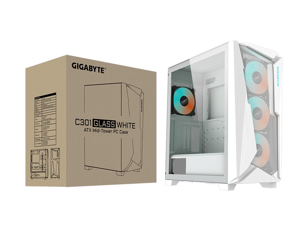 Gigabyte C301 Tempered Glass RGB ATX Mid-Tower PC Case - White